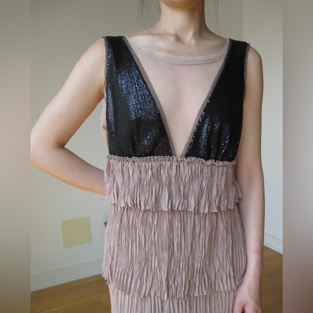 Black and Beige Sequin Dress